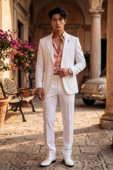 Barabas Wholesale Men's Smooth Matte Performance Notch Lapel Suit 6SU07 White