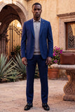 Barabas Wholesale Men's Smooth Matte Performance Notch Lapel Suit 6SU07 Blue