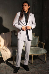 Barabas Wholesale Men's Essential 2-Pieces 2-Button Notch Lapel Suit Set 6SU08 Silver