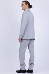 Barabas Wholesale Men's Essential 2-Pieces 2-Button Notch Lapel Suit Set 6SU08 Silver