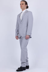 Barabas Wholesale Men's Essential 2-Pieces 2-Button Notch Lapel Suit Set 6SU08 Silver