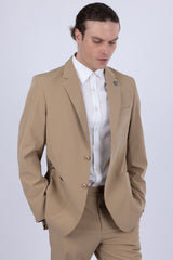 Barabas Wholesale Men's Essential 2-Pieces 2-Button Notch Lapel Suit Set 6SU08 Tan