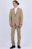 Barabas Wholesale Men's Essential 2-Pieces 2-Button Notch Lapel Suit Set 6SU08 Tan