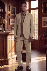 Barabas Wholesale Men's Essential 2-Pieces 2-Button Notch Lapel Suit Set 6SU08 Tan