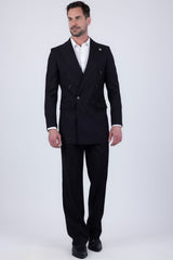 Barabas Wholesale Men's Solid Color  2-Pieces Set Peak Lapel Suit 6SU10 Black