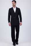 Barabas Wholesale Men's Solid Color  2-Pieces Set Peak Lapel Suit 6SU10 Black