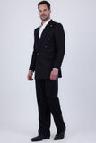 Barabas Wholesale Men's Solid Color  2-Pieces Set Peak Lapel Suit 6SU10 Black