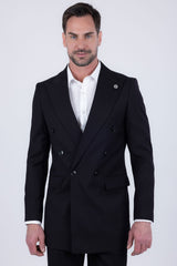 Barabas Wholesale Men's Solid Color  2-Pieces Set Peak Lapel Suit 6SU10 Black