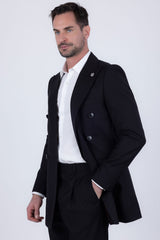Barabas Wholesale Men's Solid Color  2-Pieces Set Peak Lapel Suit 6SU10 Black