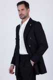Barabas Wholesale Men's Solid Color  2-Pieces Set Peak Lapel Suit 6SU10 Black