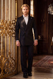 Barabas Wholesale Men's Solid Color  2-Pieces Set Peak Lapel Suit 6SU10 Black