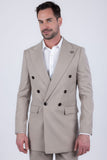 Barabas Wholesale Men's Solid Color  2-Pieces Set Peak Lapel Suit 6SU10 Brown