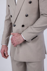 Barabas Wholesale Men's Solid Color  2-Pieces Set Peak Lapel Suit 6SU10 Brown