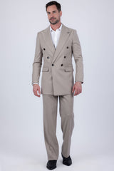 Barabas Wholesale Men's Solid Color  2-Pieces Set Peak Lapel Suit 6SU10 Beige