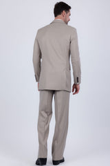 Barabas Wholesale Men's Solid Color  2-Pieces Set Peak Lapel Suit 6SU10 Brown