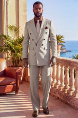 Barabas Wholesale Men's Solid Color  2-Pieces Set Peak Lapel Suit 6SU10 Cream 