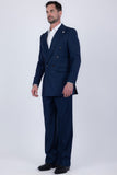 Barabas Wholesale Men's Solid Color  2-Pieces Set Peak Lapel Suit 6SU10 Blue