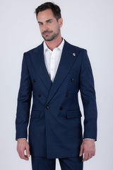 Barabas Wholesale Men's Solid Color  2-Pieces Set Peak Lapel Suit 6SU10 Navy