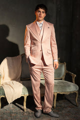 Barabas Wholesale Men's Solid Color 3-Pieces Peak Lapel Suit Set 6SU11 Pink