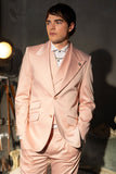 Barabas Wholesale Men's Solid Color 3-Pieces Peak Lapel Suit Set 6SU11 Pink