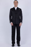 Barabas Wholesale Men's Solid Color 3-Pieces Peak Lapel Suit Set 6SU11 Black