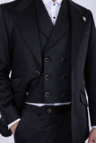 Barabas Wholesale Men's Solid Color 3-Pieces Peak Lapel Suit Set 6SU11 Charcoal