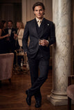Barabas Wholesale Men's Solid Color 3-Pieces Peak Lapel Suit Set 6SU11 Black Beauty