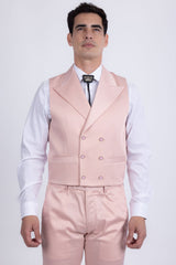 Barabas Wholesale Men's Solid Color 3-Pieces Peak Lapel Suit Set 6SU11 Peach