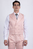 Barabas Wholesale Men's Solid Color 3-Pieces Peak Lapel Suit Set 6SU11 Peach