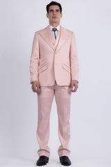 Barabas Wholesale Men's Solid Color 3-Pieces Peak Lapel Suit Set 6SU11 Blushing Rose