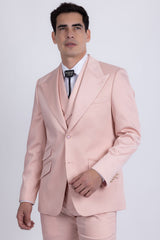 Barabas Wholesale Men's Solid Color 3-Pieces Peak Lapel Suit Set 6SU11 Pink