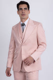 Barabas Wholesale Men's Solid Color 3-Pieces Peak Lapel Suit Set 6SU11 Pink