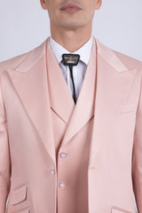 Barabas Wholesale Men's Solid Color 3-Pieces Peak Lapel Suit Set 6SU11 Peach