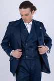 Barabas Wholesale Men's Solid Color 3-Pieces Peak Lapel Suit Set 6SU11 Estate Blue