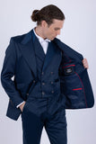 Barabas Wholesale Men's Solid Color 3-Pieces Peak Lapel Suit Set 6SU11 Blue