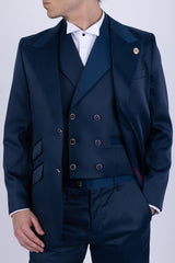Barabas Wholesale Men's Solid Color 3-Pieces Peak Lapel Suit Set 6SU11 Blue