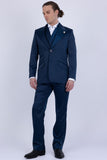 Barabas Wholesale Men's Solid Color 3-Pieces Peak Lapel Suit Set 6SU11 Blue