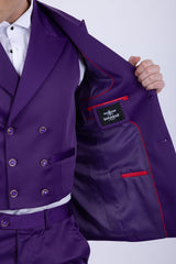 Barabas Wholesale Men's Solid Color 3-Pieces Peak Lapel Suit Set 6SU11 Purple