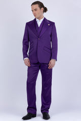 Barabas Wholesale Men's Solid Color 3-Pieces Peak Lapel Suit Set 6SU11 Purple