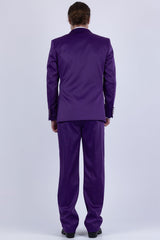 Barabas Wholesale Men's Solid Color 3-Pieces Peak Lapel Suit Set 6SU11 Purple