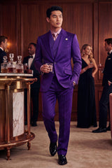 Barabas Wholesale Men's Solid Color 3-Pieces Peak Lapel Suit Set 6SU11  Purple