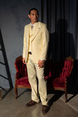 Barabas Wholesale Men's Solid Color 3-Pieces Peak Lapel Suit Set 6SU11 Whisper White
