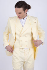 Barabas Wholesale Men's Solid Color 3-Pieces Peak Lapel Suit Set 6SU11 Off White