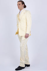 Barabas Wholesale Men's Solid Color 3-Pieces Peak Lapel Suit Set 6SU11 Whisper White