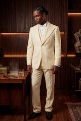 Barabas Wholesale Men's Solid Color 3-Pieces Peak Lapel Suit Set 6SU11 Whisper White