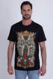 Barabas Men's Our Lady of Guadalupe Rhinestone Crew Neck T-Shirt 6TR01 Black