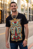 Barabas Men's Our Lady of Guadalupe Rhinestone Crew Neck T-Shirt 6TR01 Black