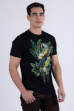 Barabas Wholesale Men's Laurent Tropical Iguana Rhinestone T-Shirt 6TR02 Black