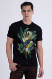 Barabas Men's Laurent Tropical Iguana Rhinestone T-Shirt 6TR02 Black