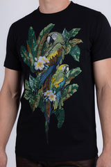 Barabas Wholesale Men's Laurent Tropical Iguana Rhinestone T-Shirt 6TR02 Black